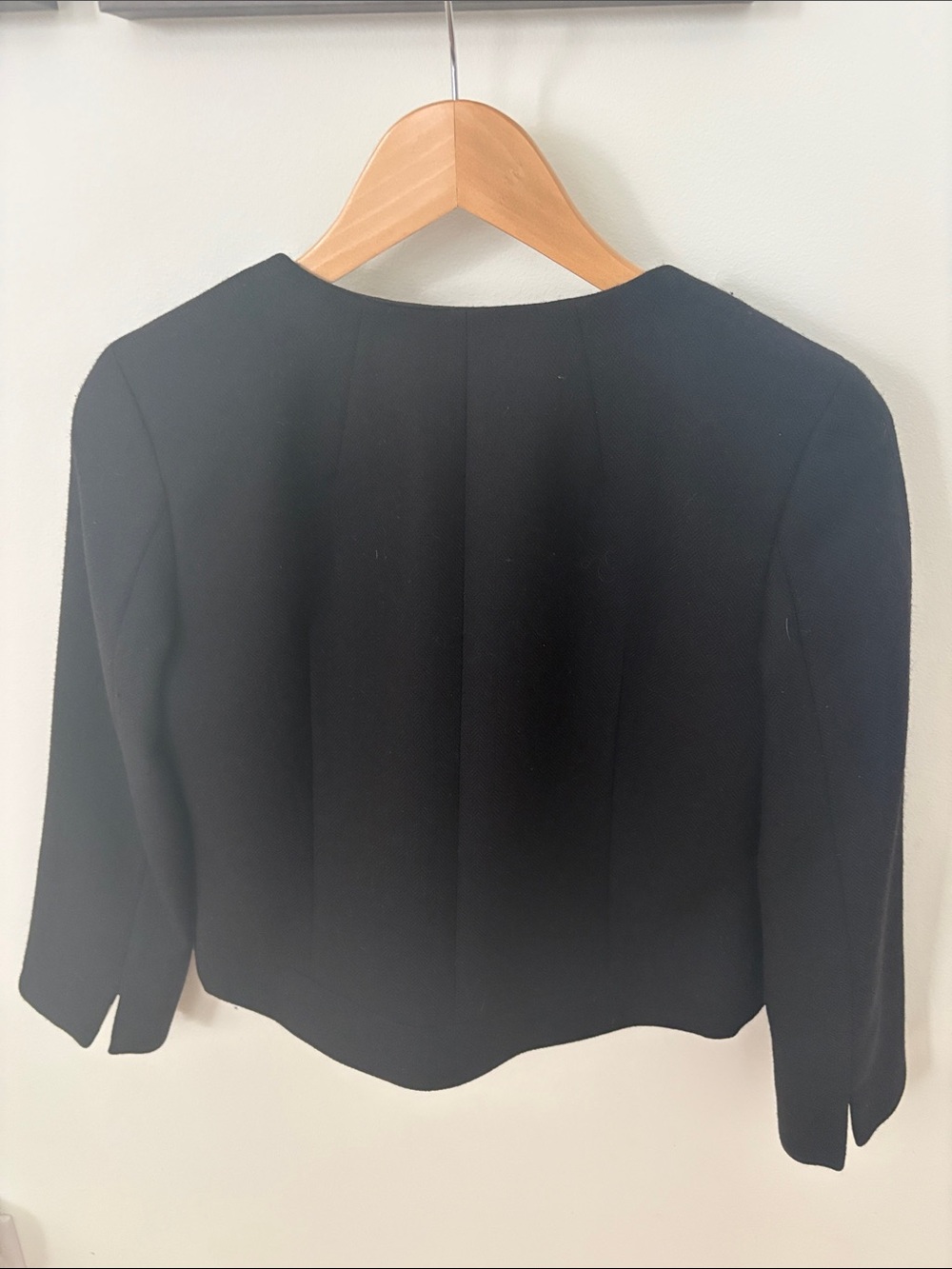 J CREW BLACK COLLARLESS CROPPED JACKET- size 0 - Picture 3 of 3